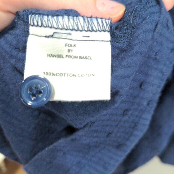 Folk by Hansel Basel Anthro Womens Square Neck LS Mini Dress Size M Navy Cottage - Picture 9 of 12